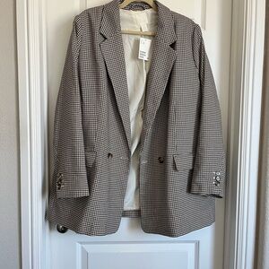 Women’s H&M Oversized Classic Brown/Black/White Houndstooth Blazer